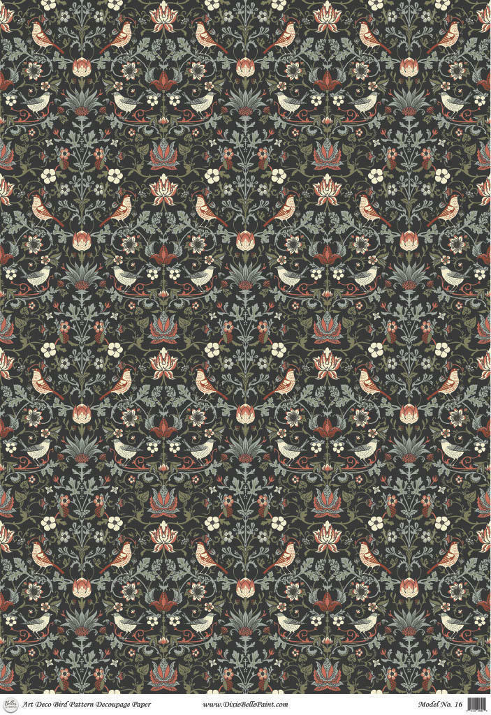 Dixie Belle Art Deco Bird Pattern - A1 Rice Decoupage Paper