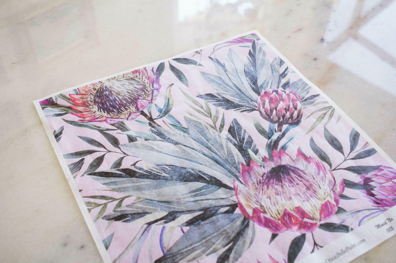 Dixie Belle Tropical on Pink - Rice Decoupage Paper