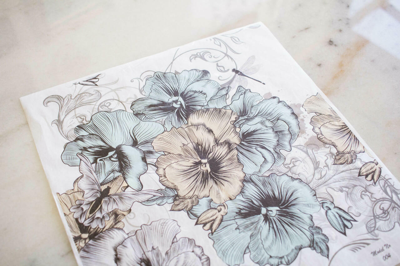 Dixie Belle Blue and Yellow Floral - Rice Decoupage Paper