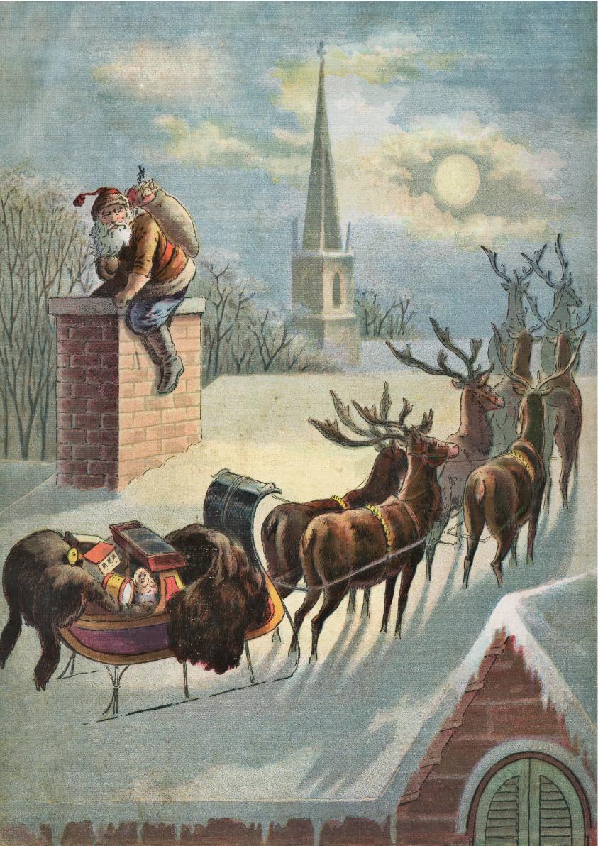 Dixie Belle Santa on the Rooftop - A3 Rice Decoupage Paper