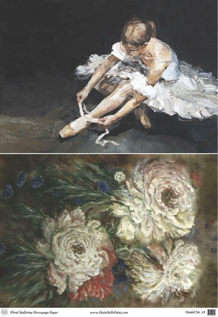 Dixie Belle Floral Ballerina - A1 Rice Decoupage Paper