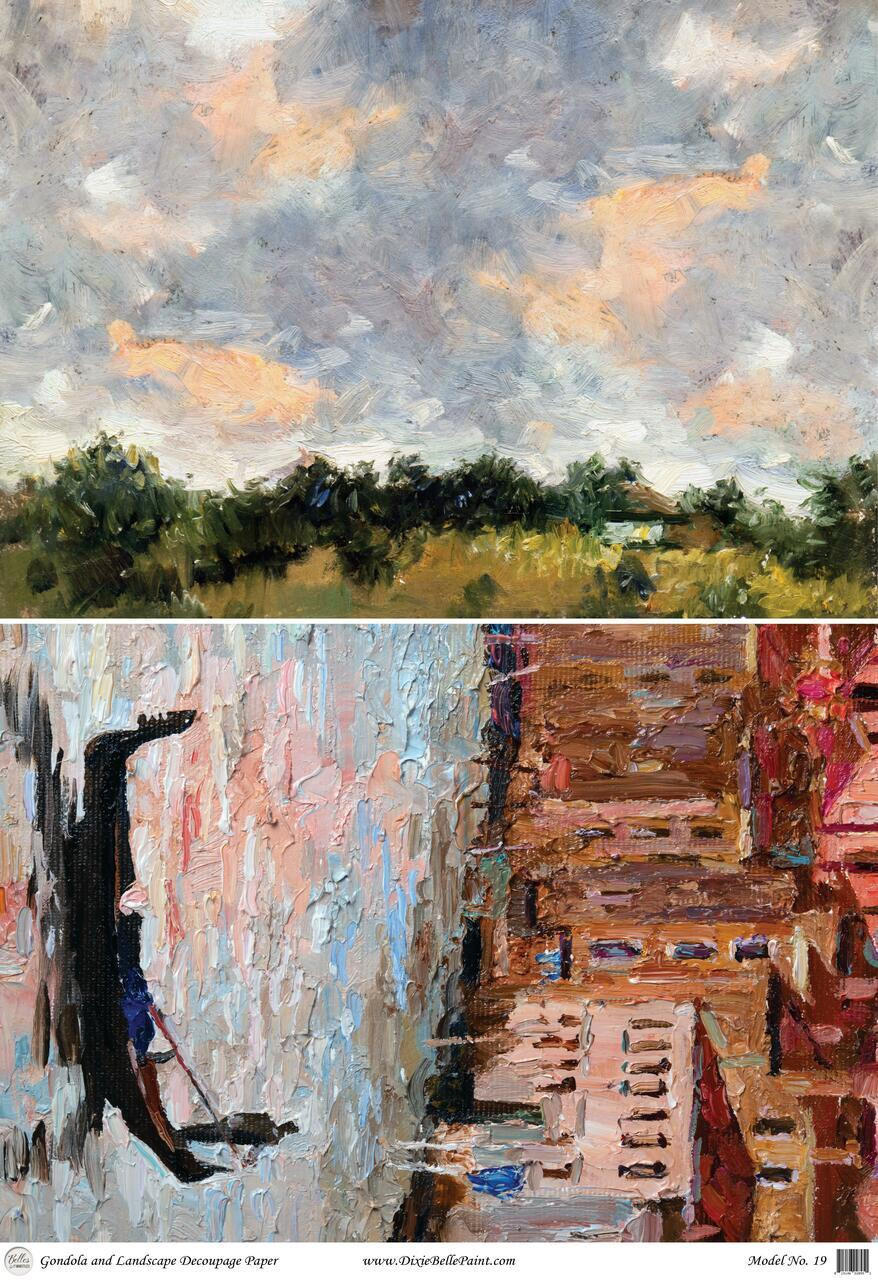 Dixie Belle Gondola and Landscape - A1 Rice Decoupage Paper