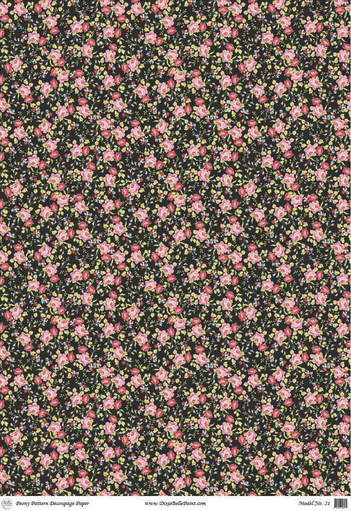Dixie Belle Peony Pattern - A1 Rice Decoupage Paper