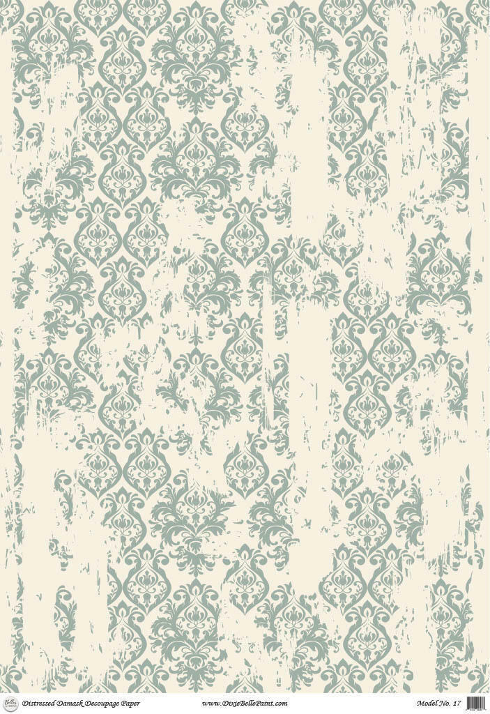 Dixie Belle Distressed Damask - A1 Rice Decoupage Paper